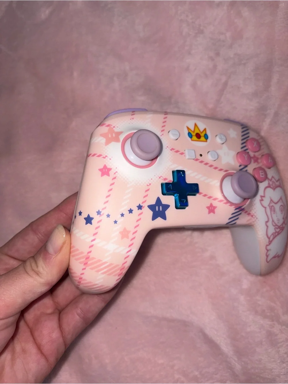 Nintendo Princess Peach Wireless Controller with Blue D-Pad